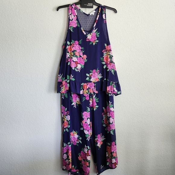 ‼️SOLD‼️ KENSIE Plus Size 2X-3X NWT Rayon Pajamas Set Navy/Pink - Picture 12 of 12